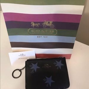 🆕Coach Mini Skinny ID wallet key ring coin purse